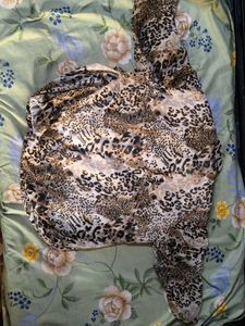 Leopard Print Sheer Top with Lace Detail
