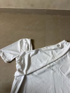 one shoulder white top