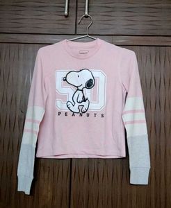 Snoopy Peanuts Light Pink Full Sleeves Tee