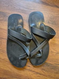 Pure Leather Black Chappal For Men From GREECE