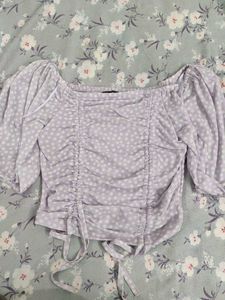 Chic Lavender Polka Dot Top