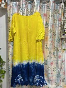 Bright Yellow &amp; Blue Tie-Dye Kurta