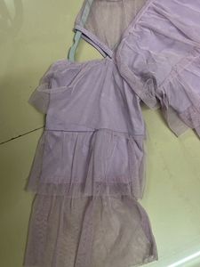 Lavender Ruffled Cold-Shoulder Top