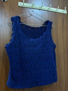 Elegant Blue Lace Tank Top