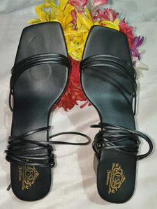 New Black Tie up lace heels Sandals