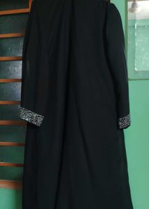 Elegant Black Abaya and Hijab with  Embellishments