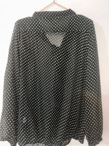 Polka Dot Tie Neck Blouse