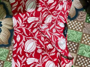 Red Floral Printed Kurta Top