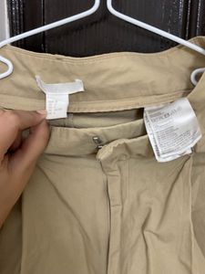 Khaki Pleated Wide-Leg Trousers