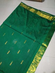 Beautiful Green Saree with Gold Border