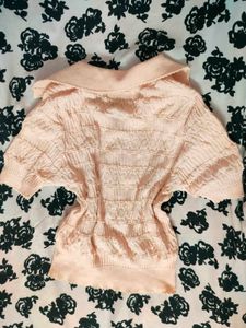 Coquette Peachy Knit Polo Top