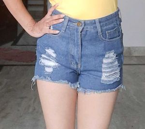 Ripped Denim Shorts