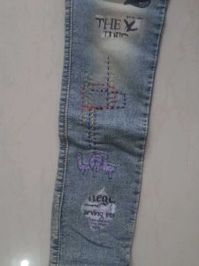 Stylish Hand-painted and embroidered Denim Jeans