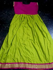 Vibrant Pink &amp; Lime Green Indian Anarkali Dress