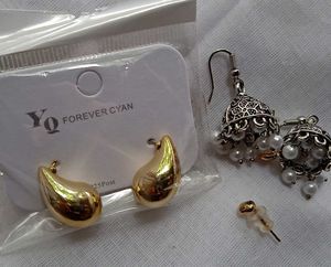 Stylish Gold & Silver Pearl Earrings