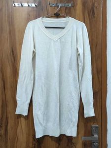 Cream V-Neck Long Sleeve Sweater