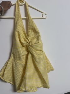 Yellow Gingham Halter Top