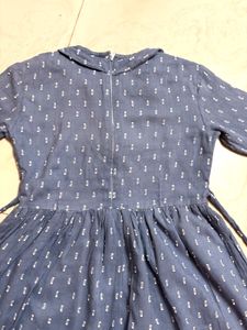 Blue Printed Dress with Bell Sleeves