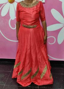 Stunning Red Anarkali Dress with Embellishments