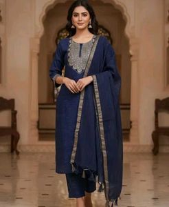 Beautiful Navy Blue Kurta Set with Dupatta
