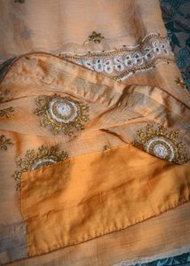 Peach Embroidered Saree