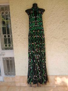 Elegant Green & Black SEQUINNED Maxi Dress