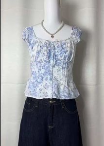 Chic Floral Print Puff Sleeve Top