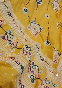 Vibrant Yellow Embroidered duppatta Mirror Work