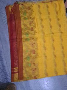 new puja saree red cotton blouse fees free yellow