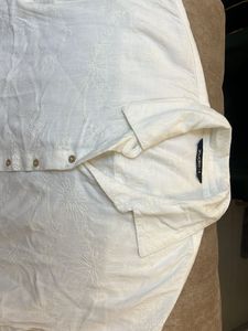 Cream Embroidered Button-Up Shirt