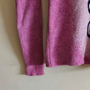 Pink Embroidered Knit Sweater