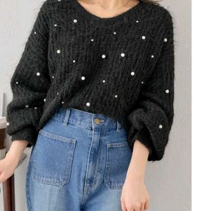 Elegant Pearl Embellished Sweater