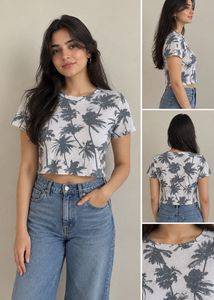 Palm Tree Print Cropped Top