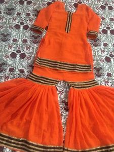 coral Sharara Set with Golden blackBorder