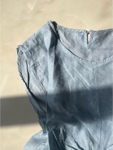 Light Blue Tie-Front Top