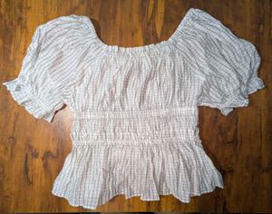 Trendy Checkered Smocked Blouse