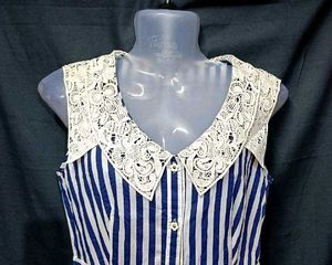 Classic Striped Dress with Crochet Collar