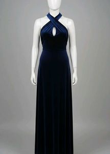 Luxurious Navy Blue Velvet Infinity Dress