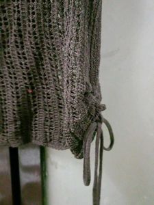 Crochet Knit V-Neck Top