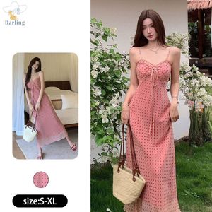Pink Polka Dot Mesh Midi Dress34 can wear