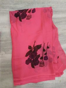 Pink Floral Saree