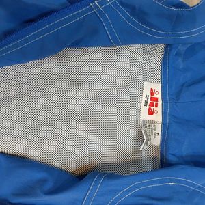Blue Hooded Sleeveless Zip-Up Vest