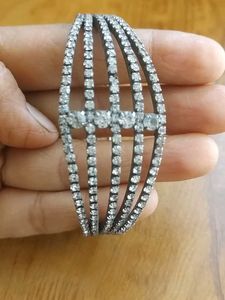 Diamonds Silver Bangle Bracelet