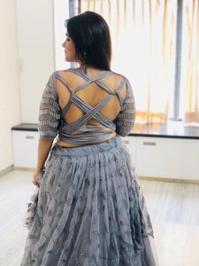 Designer Grey Lehenga Choli Set