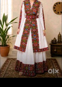 Embroidered White Ethnic Gown