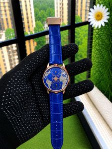 Blue World Map Dial Watch