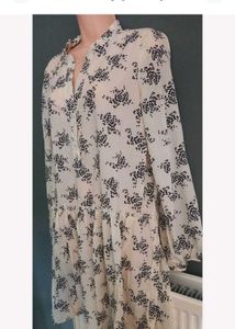 Cream &amp; Black Floral Mini Dress