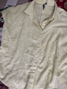 Stylish Yellow Linen Blend Shirt