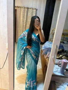 Beautiful Blue Floral Saree