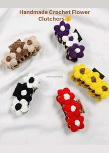 Handmade Crochet Flower Claw Clips